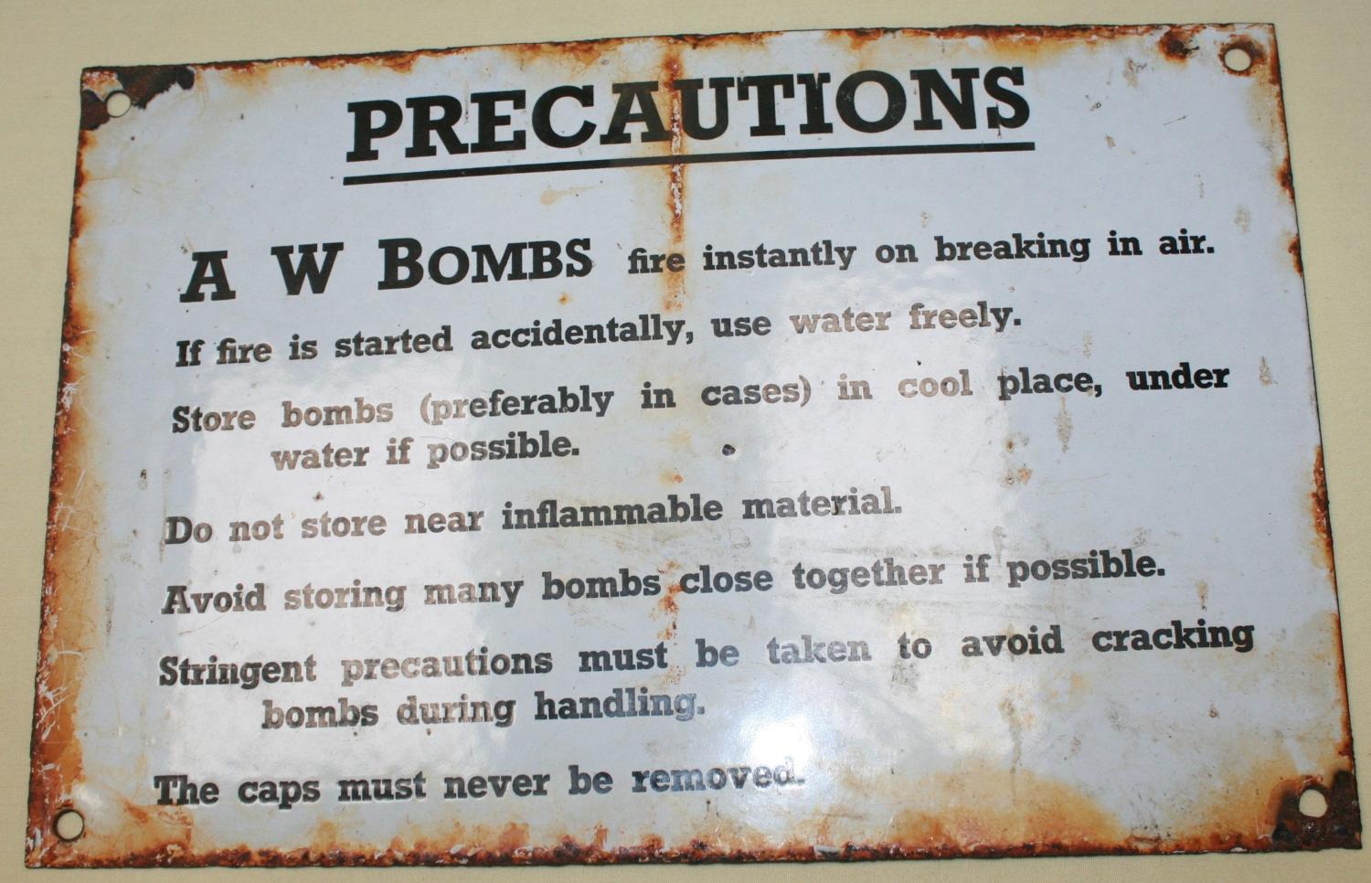 A WWII AW BOMB NOTICE