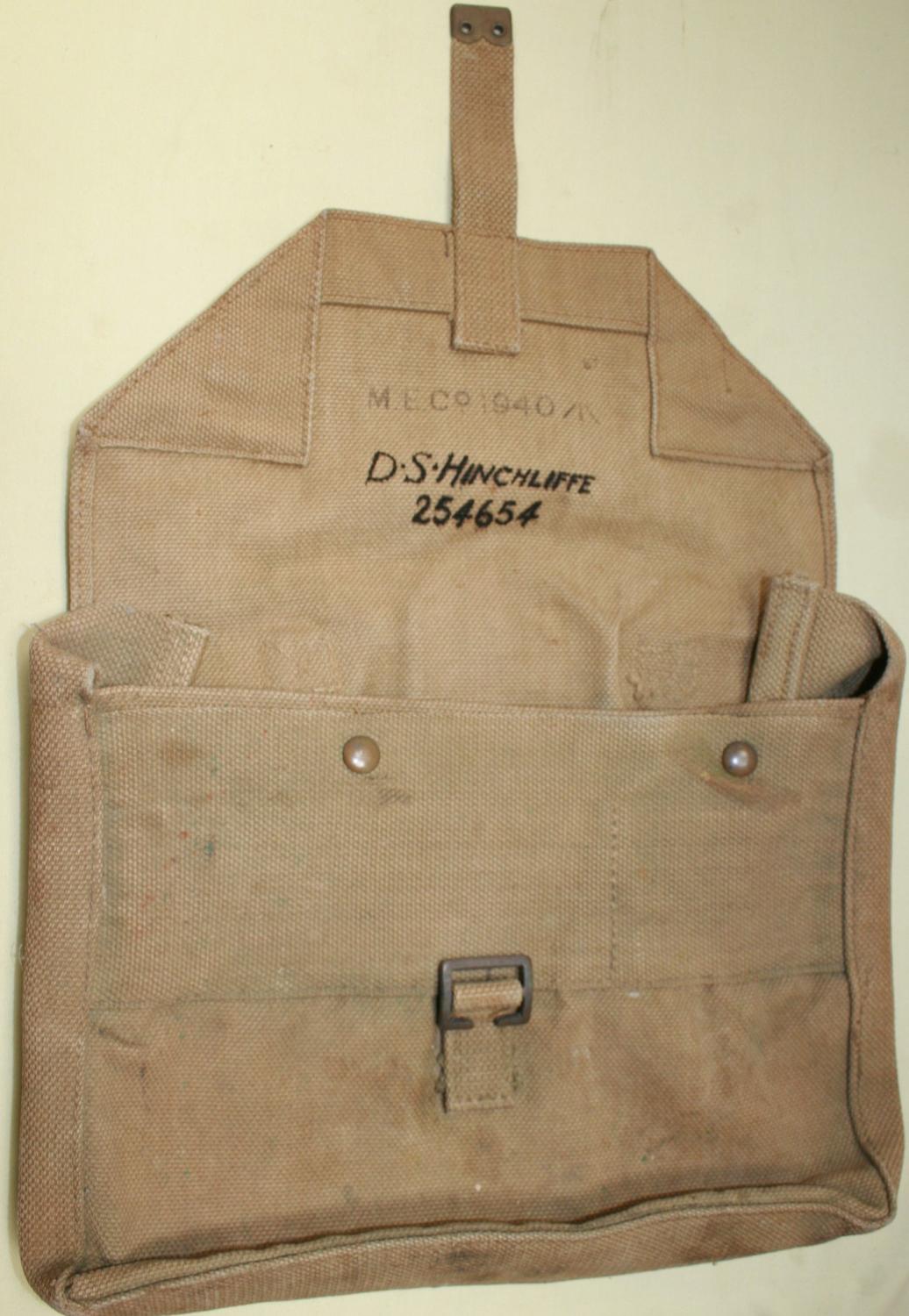 A WWII OFFICERS SIDE PACK 1940 DATED