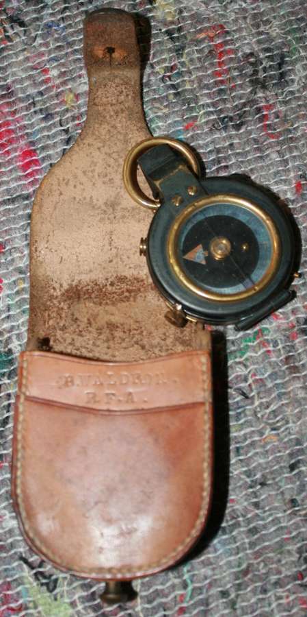 A OFFICERS PRIVATE PURCHASE WWII COMPASS AND CASE NAMED