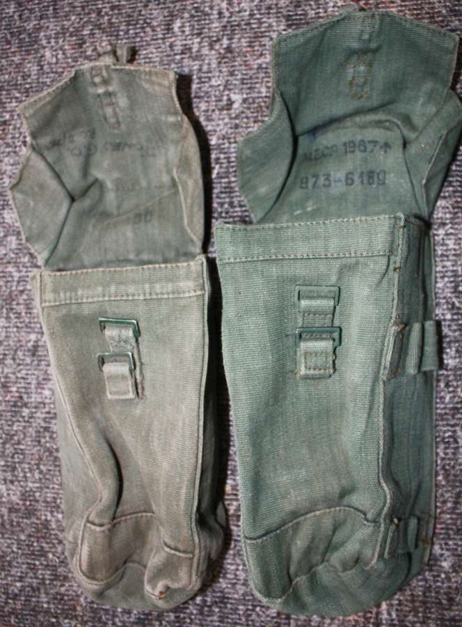 A PAIR OF POST WWII 44 PATTEN AMMO POUCHES  DOUBLE BELT CLIPS TYPE