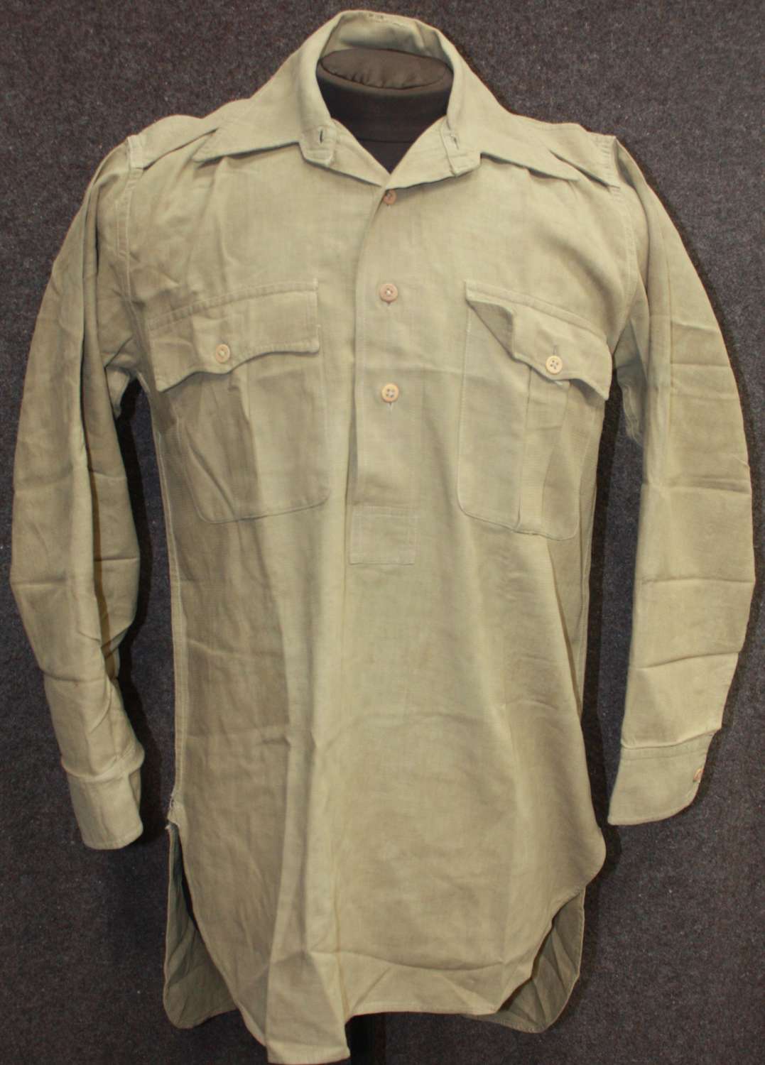 A WWII PERIOD KD SHIRT 4 BUTTON HALF FRONTED