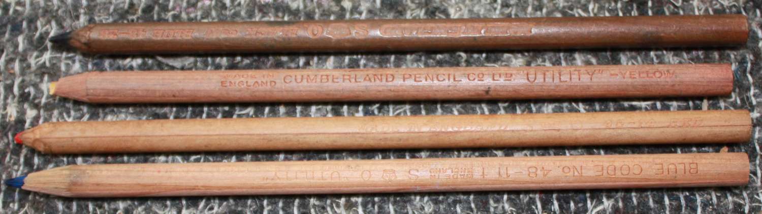 A GROUP OF 4 USED WWII BRITISH ISSUE MAP CASE PENCILS