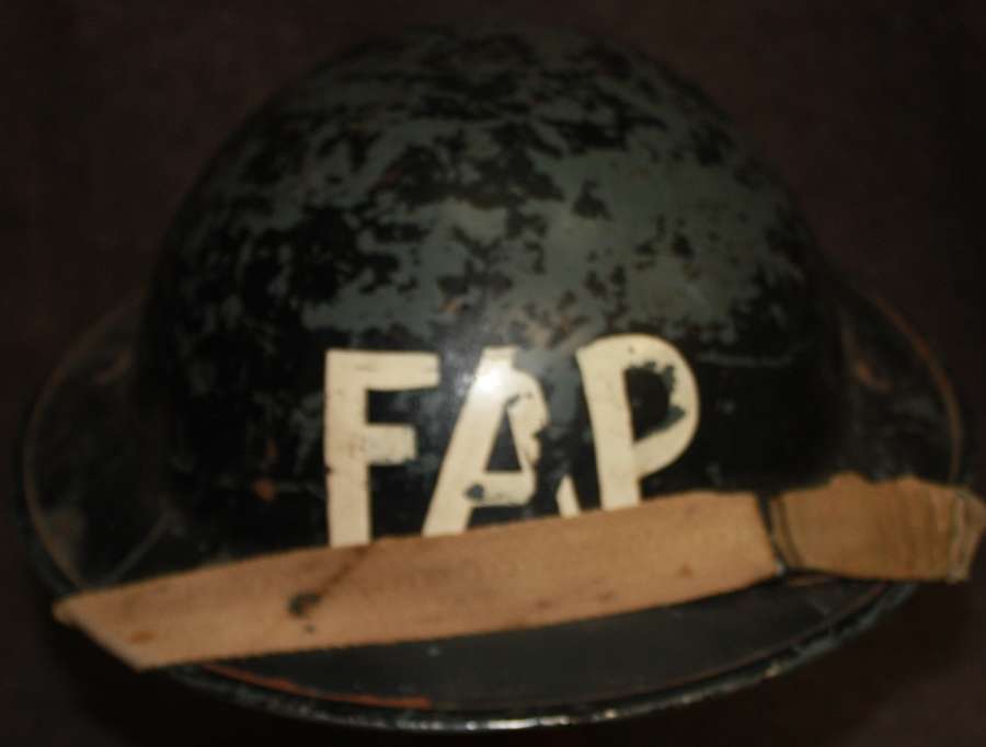 A WWII FIRST AID PARTY CIVIL DEFENCE HELMET