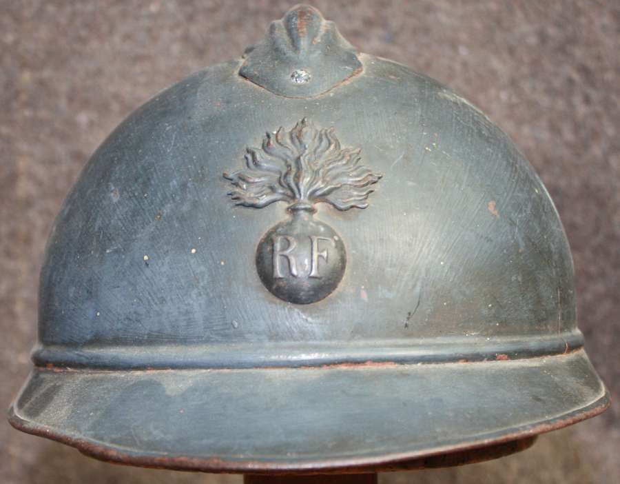A GOOD USED LATE WWI FRENCH ARMY ADRIAN HELMET