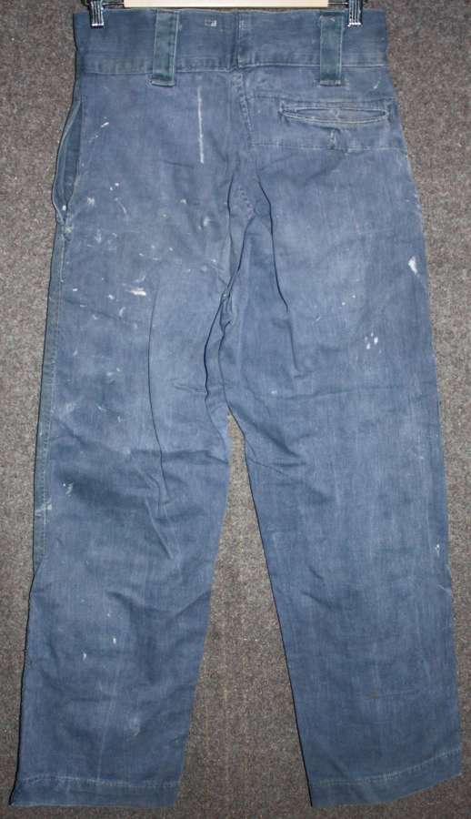 A SCARCE PAIR OF THE WWII ROYAL NAVY WORKING DRESS COTTON TROUSERS