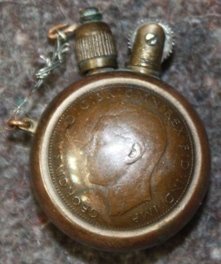 A WWII PENNY LIGHTER MADE FROM 2 HALF PENNIES 1941 DATED