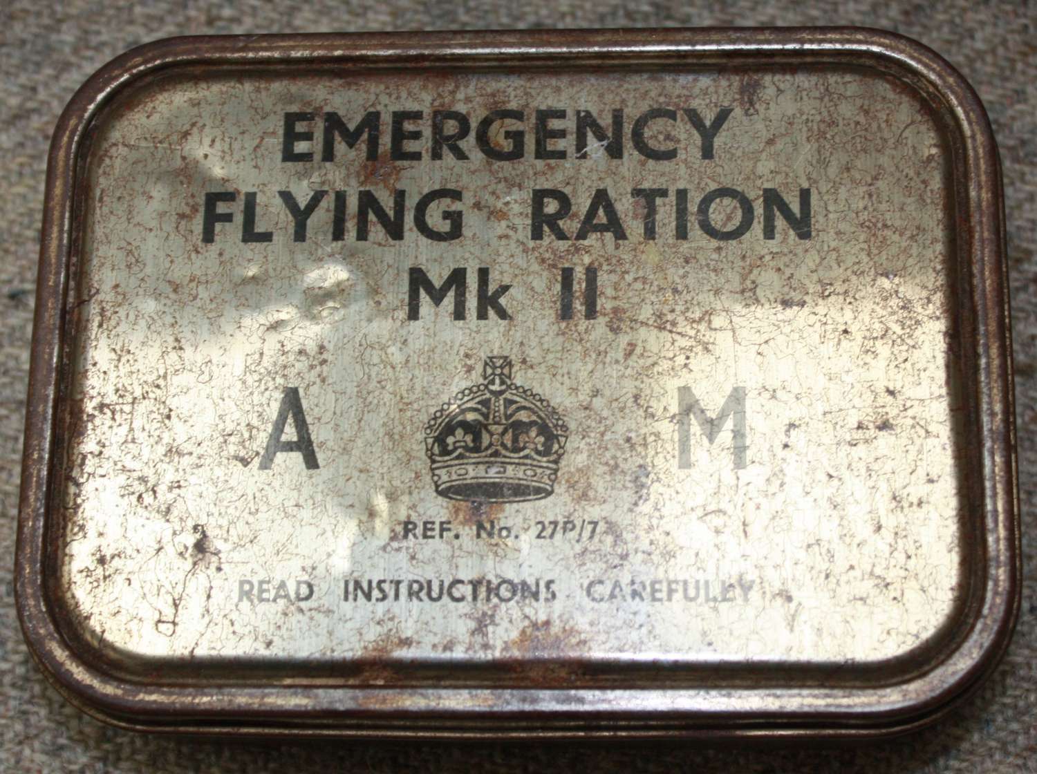 A WWII RAF AM MARKED EMERGENCY RATION TIN