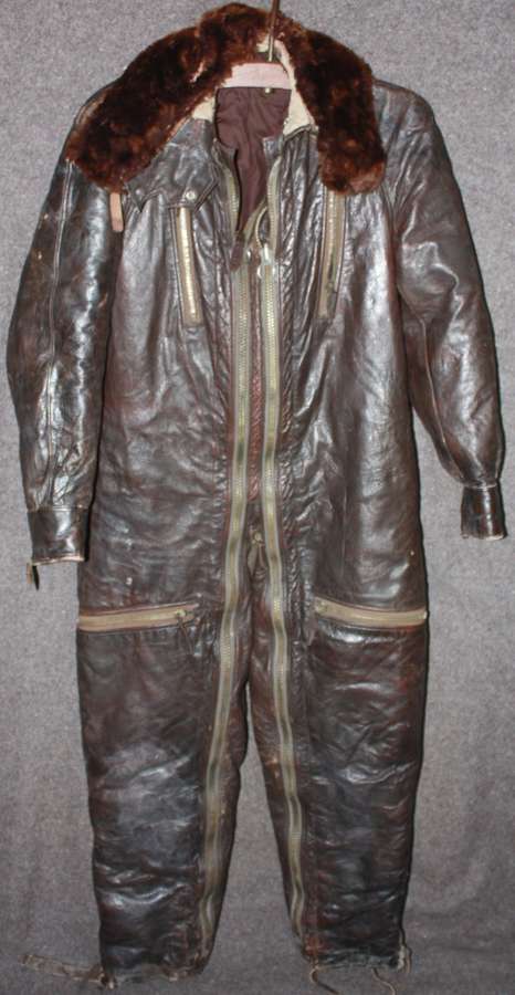 A WWII GERMAN LUFTWAFFE LEATHER FLYING SUIT SMALL SIZE  NO LABLE