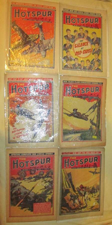 A SELCTION OF 6 WWII THE HOTSPUR COMICS THESE ARE SCARCE