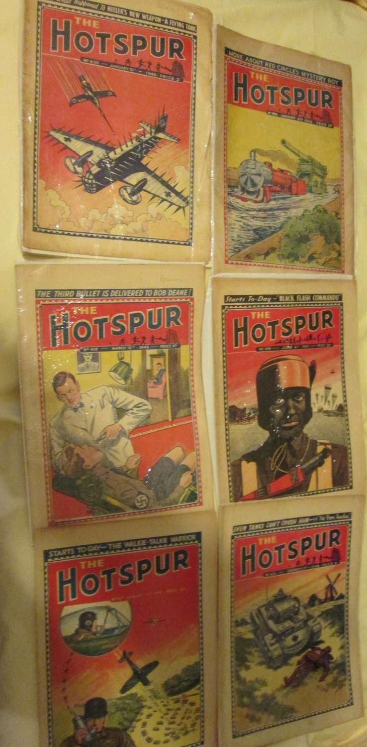 A SELCTION OF 6 WWII THE HOTSPUR COMICS THESE ARE SCARCE