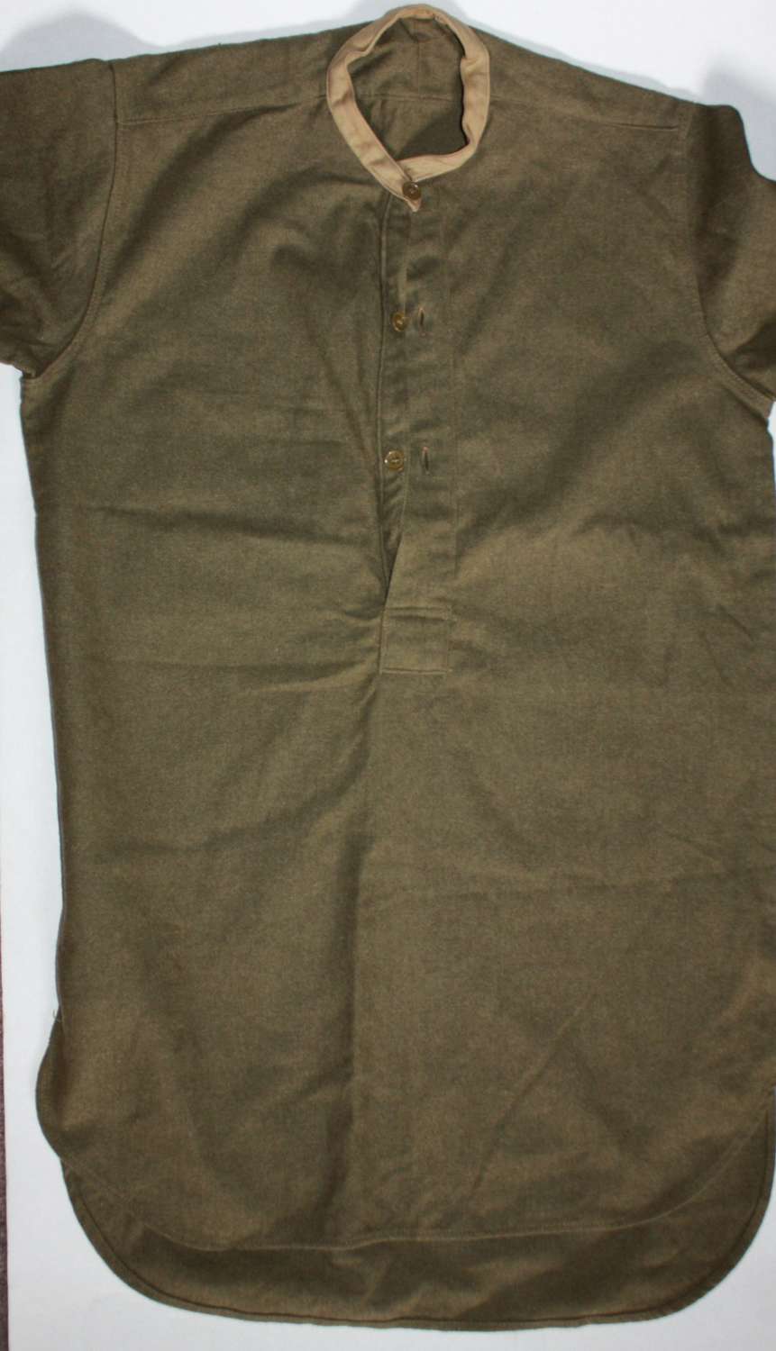A WWII OTHER RANKS COLLARLESS SHIRT SIZE 2 IN VGC