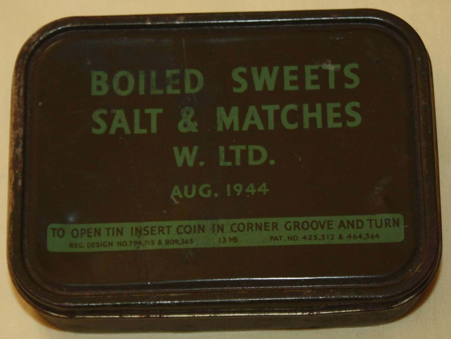 A RARE EXAMPLE OF THE BOILD SWEETS AND MATCHES RATION TIN