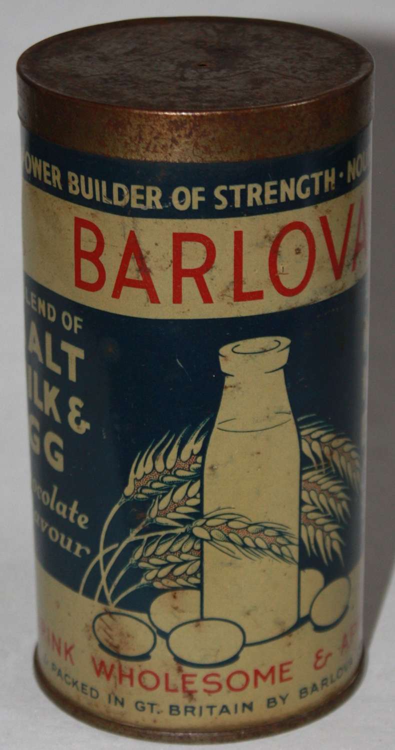 A VERY GOOD WWII HOME FRONT BARLOVA MALT MILK AND EEGS DRINK