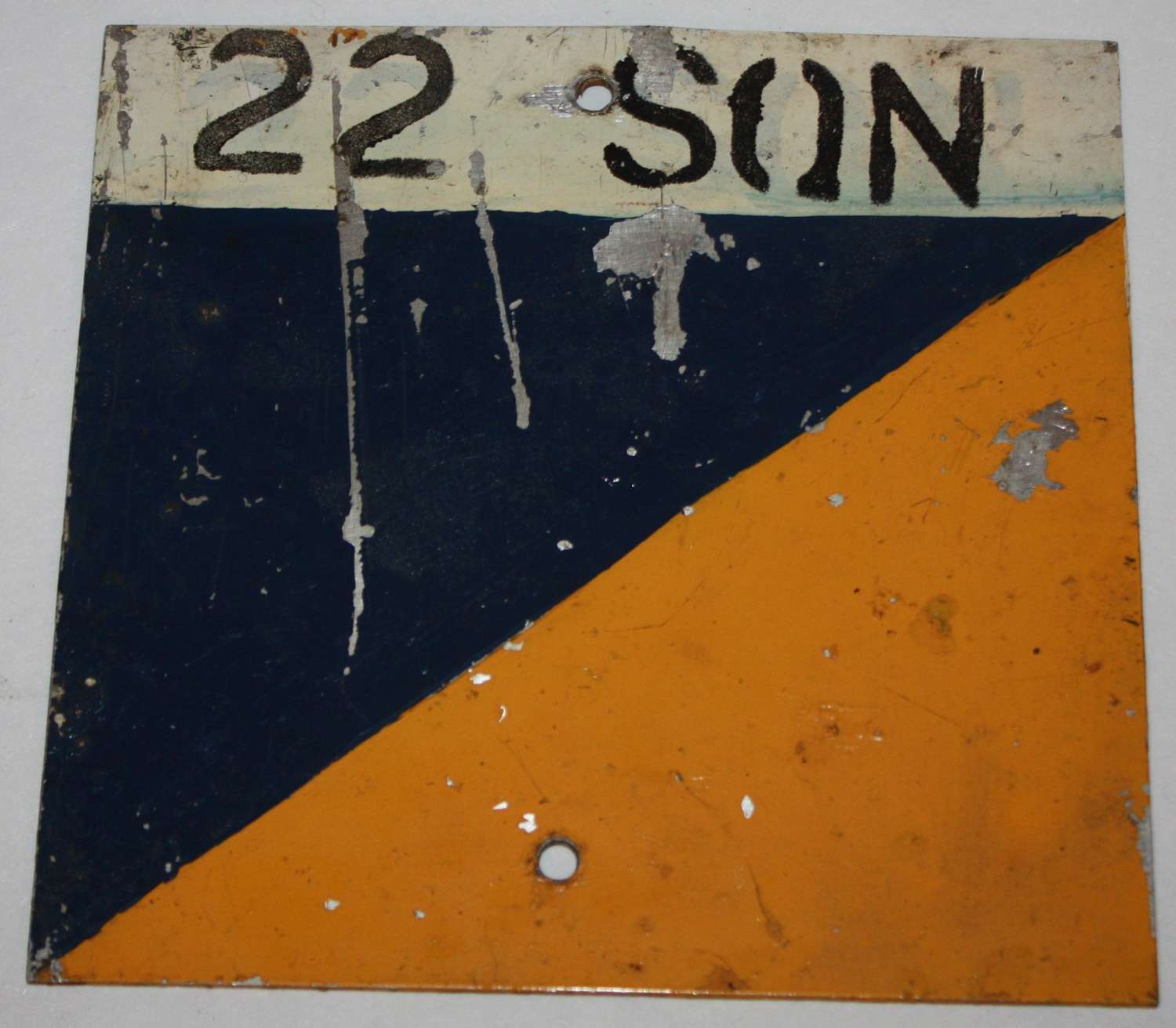 A RASC 22 SQN VEHICLE SIGN ROUGHLY 6 X 6 INCHES