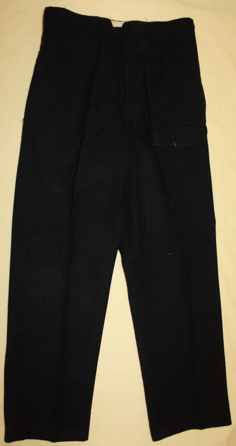 A GOOD PAIR OF THE BRITISH WWII CIVIL DEFENCE TROUSERS 1945 DATED