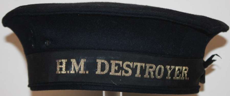 A GOOD WWII PERIOD HM DESTROYER OTHER RANKS CAP