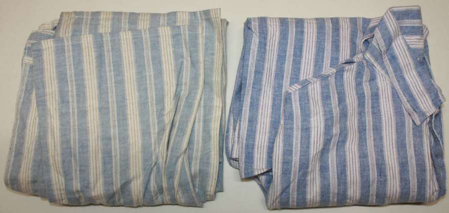 A SET OF BRITISH ISSUE MENS PAJAMAS 43 OR 44 BOTTOMS 1950'S TOP