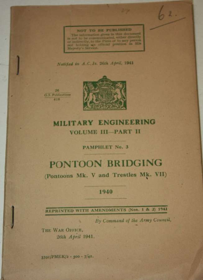A RARE EXAMPLE OF THE MILITARY ENGINEERING  PONTOON  BRIDGING  MANUAL