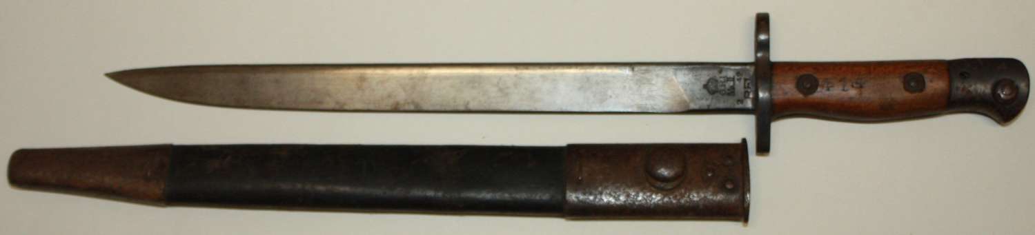 A WWII INDIAN MKII BAYONET MADE BY RFI 1942 DATED