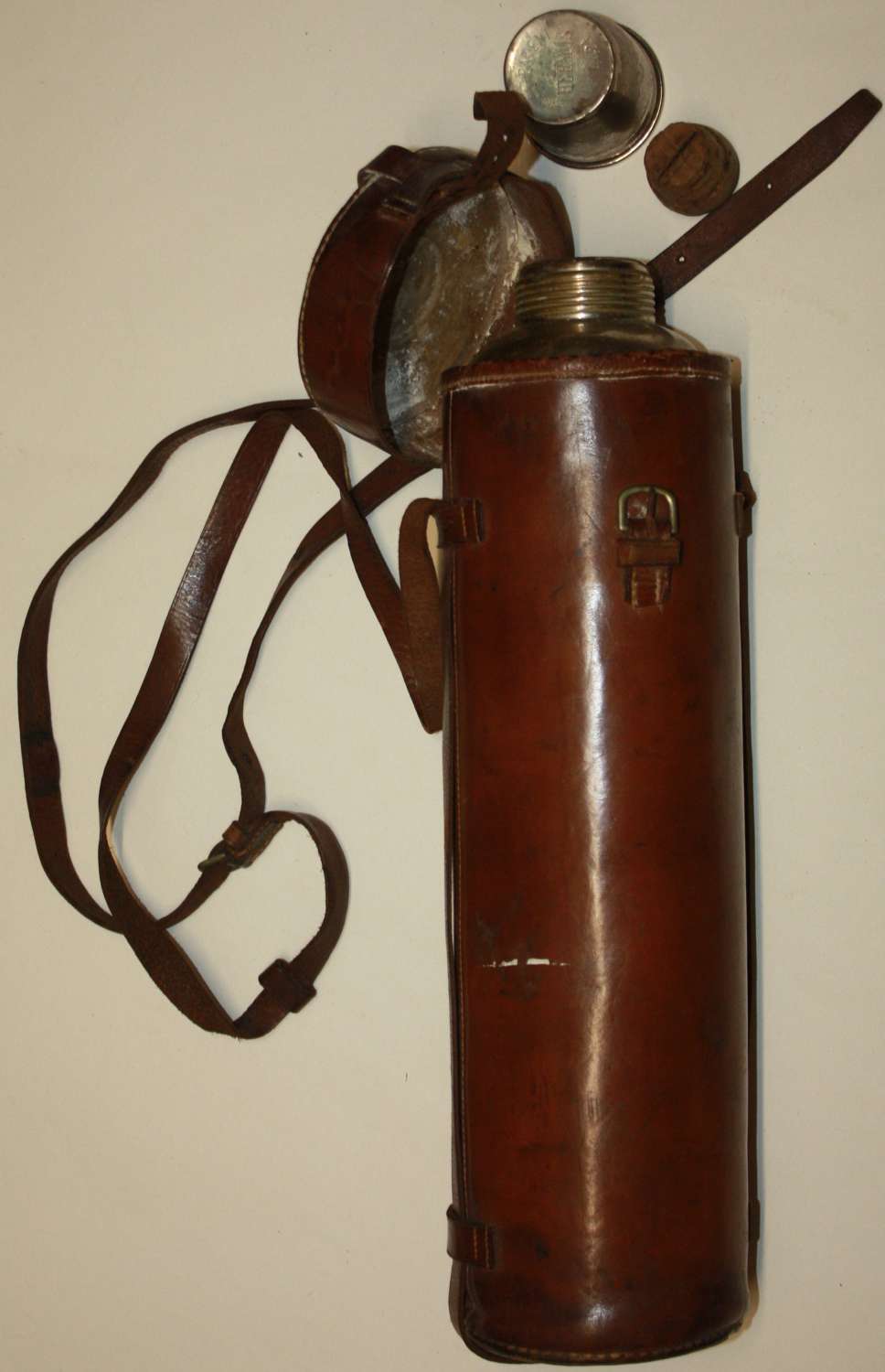 A officers style leather cased WWI period thermos flask