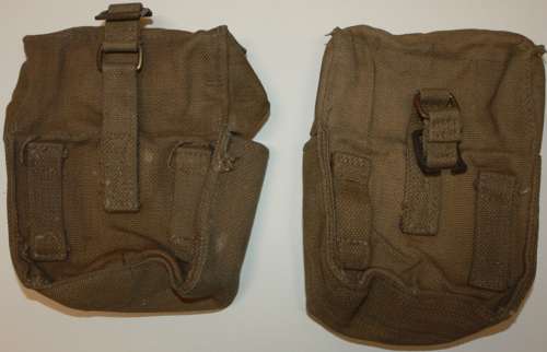 A PAIR OF 1942 DATED MATCHING HOME GUARD POUCHES