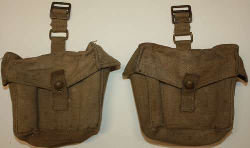 A PAIR OF 1942 DATED MATCHING HOME GUARD POUCHES