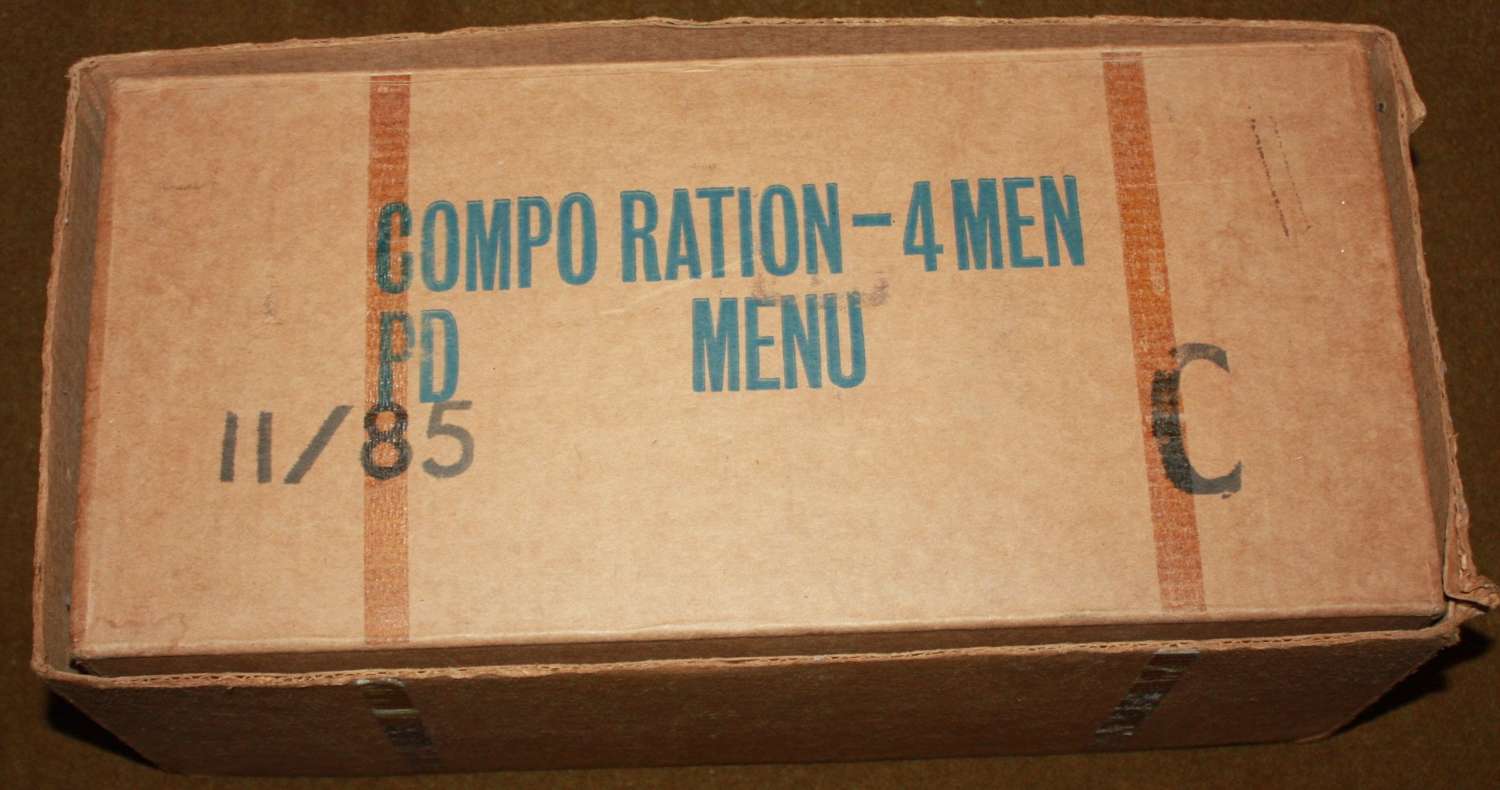 1980'S RATION PACK ITEMS AND A 4 MAN RATION BOX